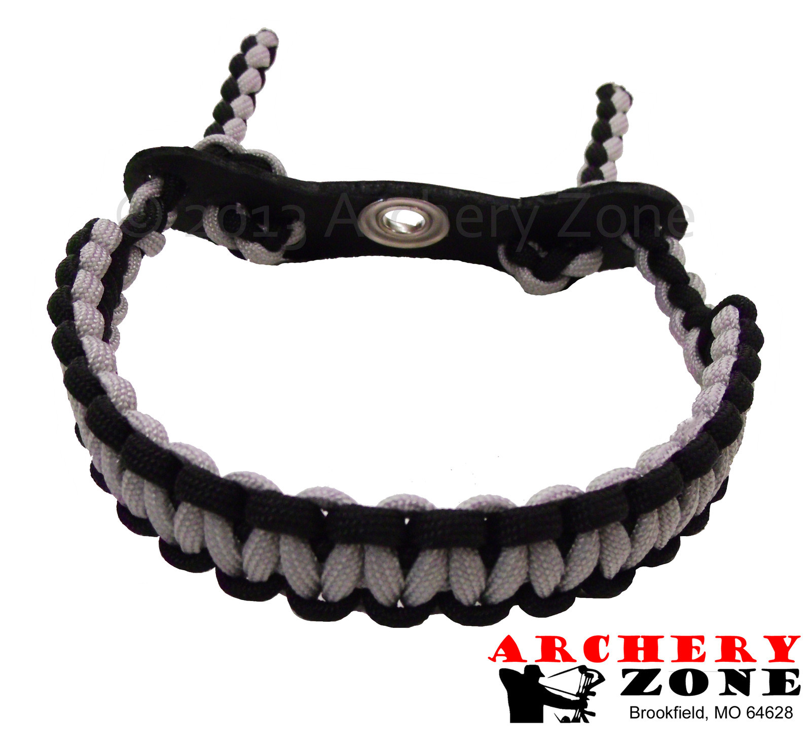 Black and Silver Bow Paracord Wrist Sling Strap Archery W/ Leather Free