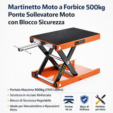 Martinetto Moto a Forbice 500kg Ponte Sollevatore Moto con Blocco Sicurezza