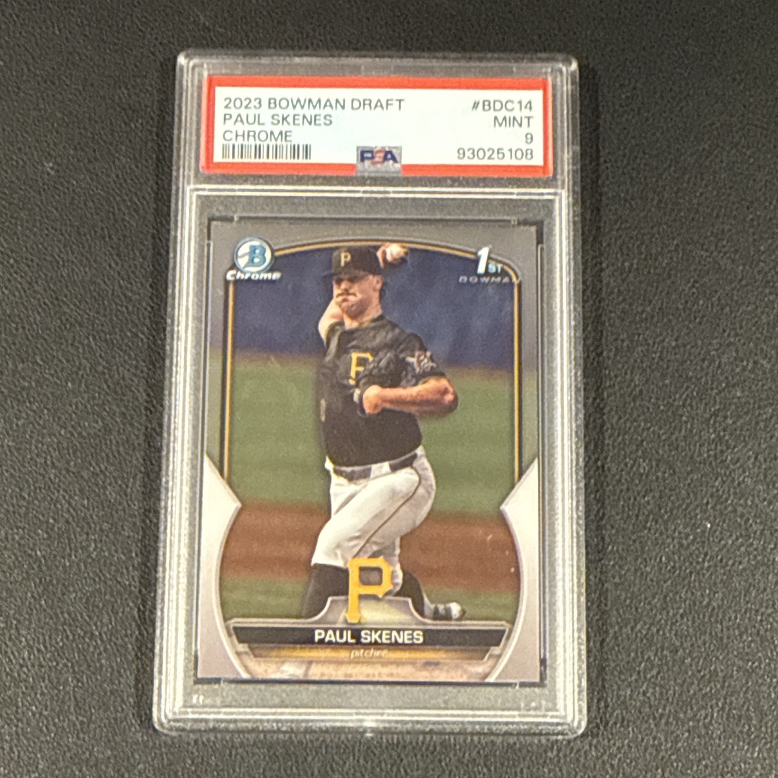 Bowman 2023 Draft Chrome Paul Skenes BDC-14 1st Bowman PSA 9 Pirates view 1