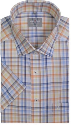 Marvelis Hemd Comfort Fit Kurzarm orange / blau kariert 7037.52.91