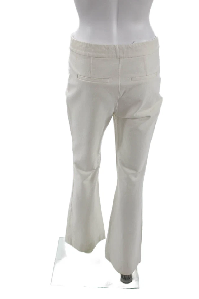 10 Pantalones Crosby Derek Lam Mujer Cremallera Plisada Pierna Ancha Blanco Talla 06 Foto 3 de 4