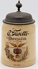 Tosetti Brewing Co. Chicago by Mettlach 1/2L German beer stein antique # 1526