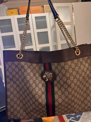 Gucci Rajah GG Web Tote Large Brown Leather for sale online | eBay