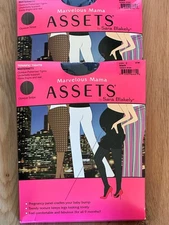 Spanx Assets Maternity Tights Black Opaque Pattern Sizes 2 & 3 NEW In 2 Packages