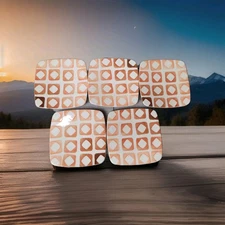 🧡Bloomingdale’s Portugal 5.25" Square Plates Set of 5 Orange Geometric Rare