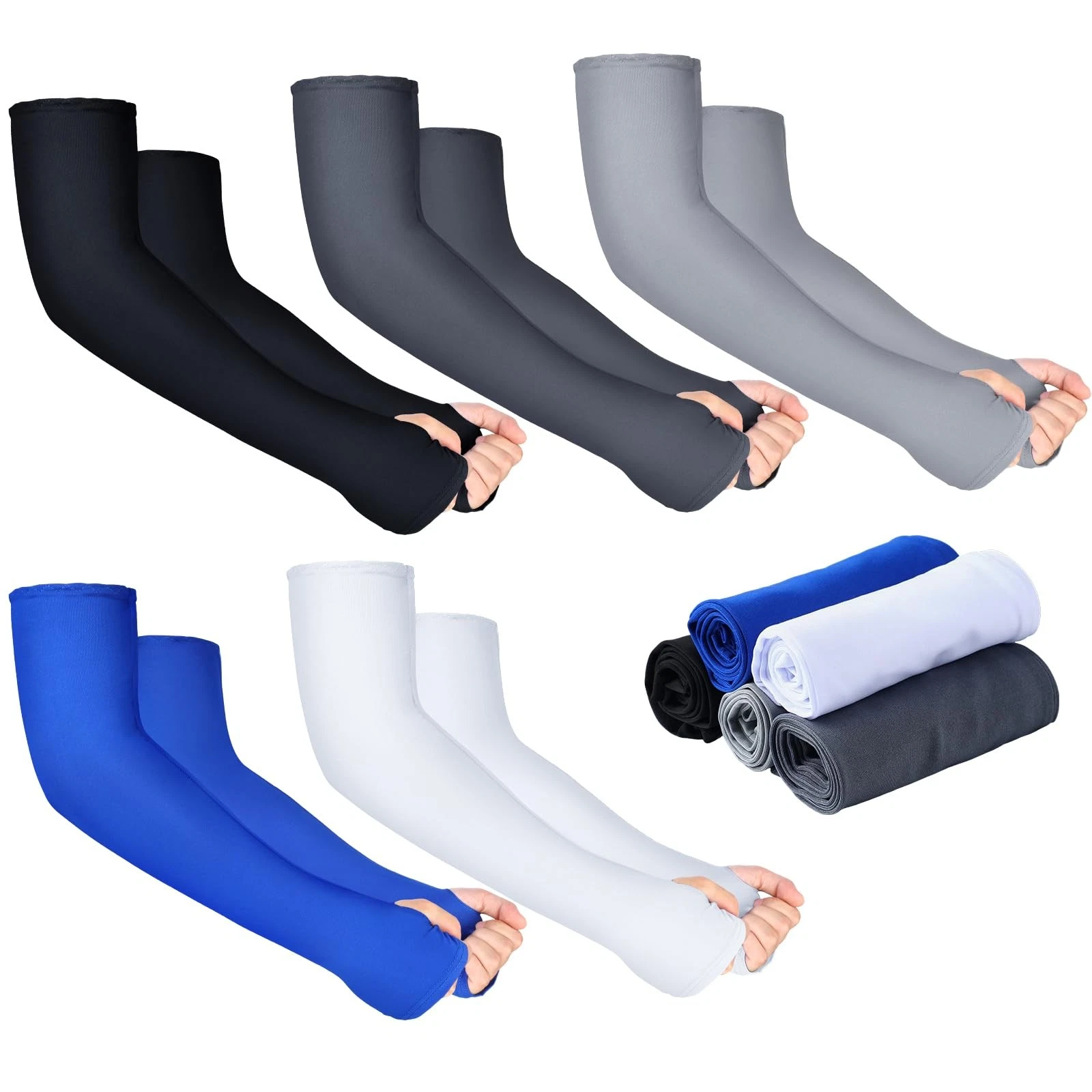 10 Pairs Camo Arm Sleeves with Thumb Hole for Men Cooling UV Sun Protection C...