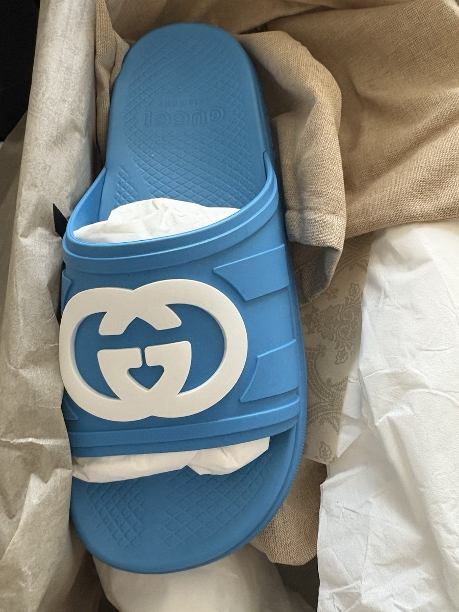 Interlocking G Slide Sandal Thunder Blue Gucci Size Uk 7 Us 7.5 | eBay