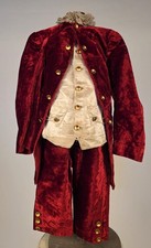 MOST OPULENT VICTORIAN 19TH C BLOOD RED SILK VELVET BOY  S FORMAL SUIT 3 PC