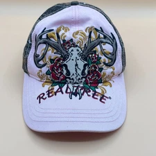 Realtree Team Adjustable Pink Camo Hat Deer Skull Rose Embroidery Rhinestone