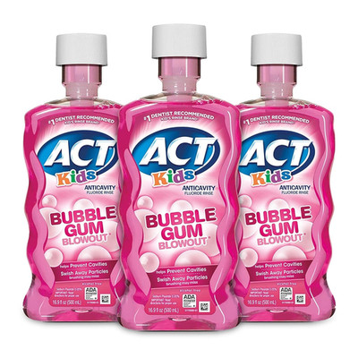 Kids Anticavity Fluoride Rinse for Bad Breath Treatment, Bubble Gum Blowout, 16.