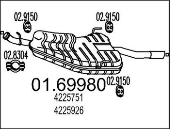 Endschalldämpfer Nachschalldämpfer MTS 01.69980 für SAAB YS3D 900 2 Turbo