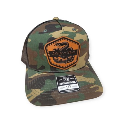 Custom Richardson 112PFP Liberty Or Death Gadsden M81 Woodland Trucker Hat 