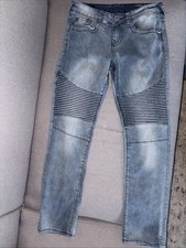 True Religion Geno Relaxed Slim Moto Jeans Boys Sz 14 Blue Denim Stretch Casual
