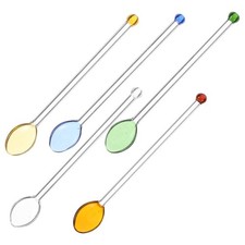 5pcs Glass Stirring Rods: Stylish Glass Mixing Spoons - Long Handle Coffee And