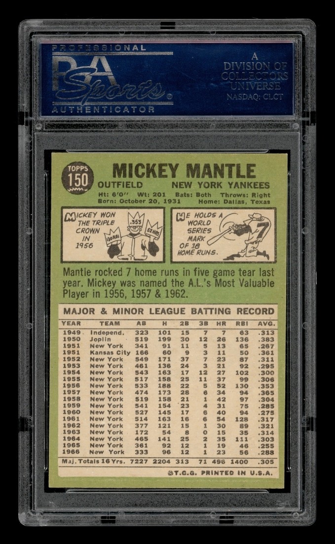 1967 Topps Set-Break #150 Mickey Mantle PSA 6.5 EX-MT+ view 2