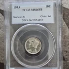 1943 Mercury Dime PCGS MS66FB Silver 10C