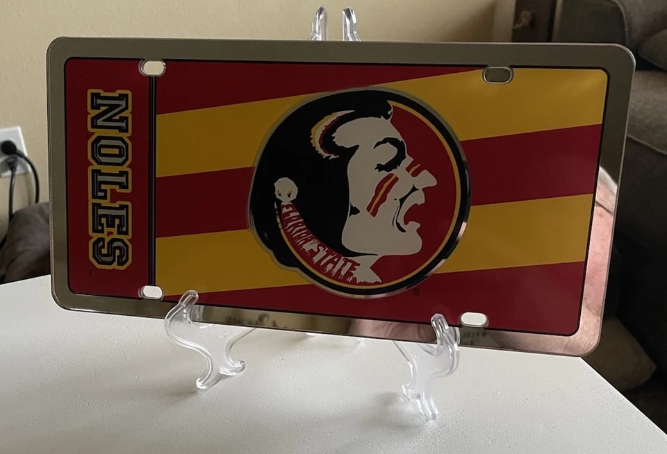 Florida State Seminoles NCAA Logo Metal Acrylic License Plate New - Image 3 of 4
