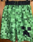 Boys Minecraft  SWIM TRUNKS Mojang Print Drawstring Green and Black MED EXC COND — photo 10