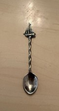ANTIQUE SALT CELLAR SILVER SPOON WITH BOAT HANDLE MUST SEE!