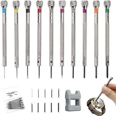 Watchmaker Schraubendreher Set 10-teilig mit Entmagnetisierer, 0,6 mm - 2,0 m...