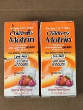 Lot Of 2 Children’s Motrin Dye Free Berry Flavor 8 Oz Exp 12/27 