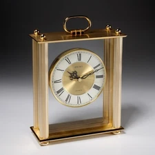 Vintage Seiko Quartz Gold Toned Case Table Desk Mantel Clock Happy 25th 9.5" h