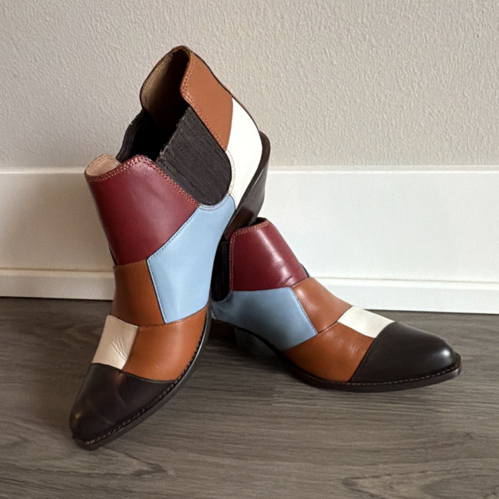 Coach Patchwork Western Ankle Boots Multicolor Le… - image 1