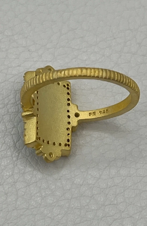 Anillo Freida Rothman Piedra Amzonita Circonita Circonita Talla 8 Foto 4 de 4