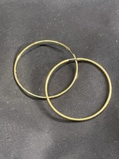 VINTAGE GOLD TONE HOOP EARRINGS 1.75  LIGHT WEIGHT