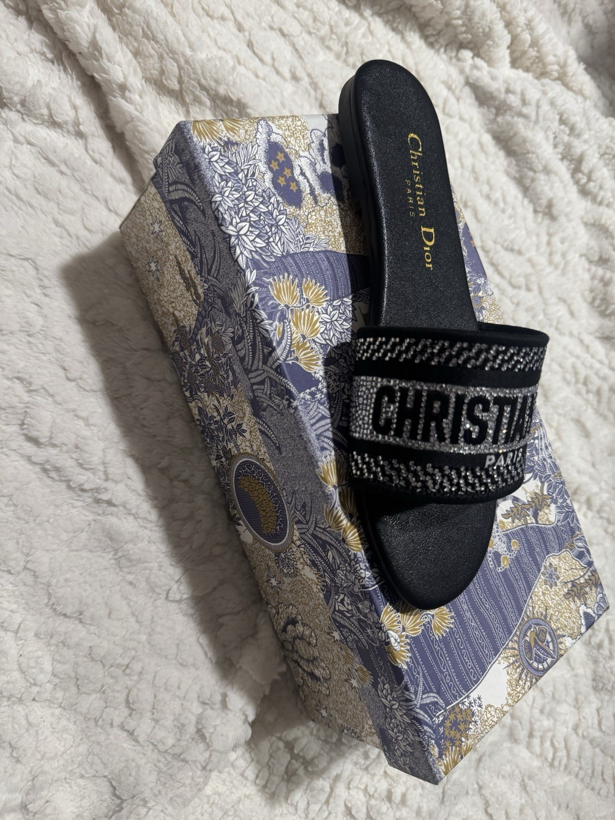 Christian Dior Women's Slide Sandal Black Logo Slip-On Casual Summer