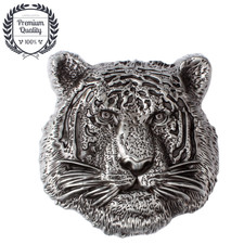 Tiger Head Mens Belt Buckle Silver Metal Zinc Alloy New Western PREMIUM Fashion