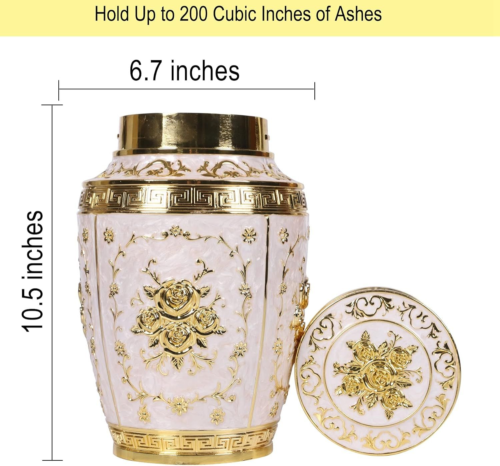 Urn for Human Ashes Adult Female - Rose Flower Cremation Mom - Large Gold - Picture 3 of 8