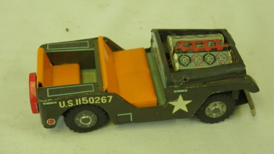 Vintage Tin Litho U.S. Army Toy Truck Jeep unknown Maker 50’s 60’s - Image 4 of 4
