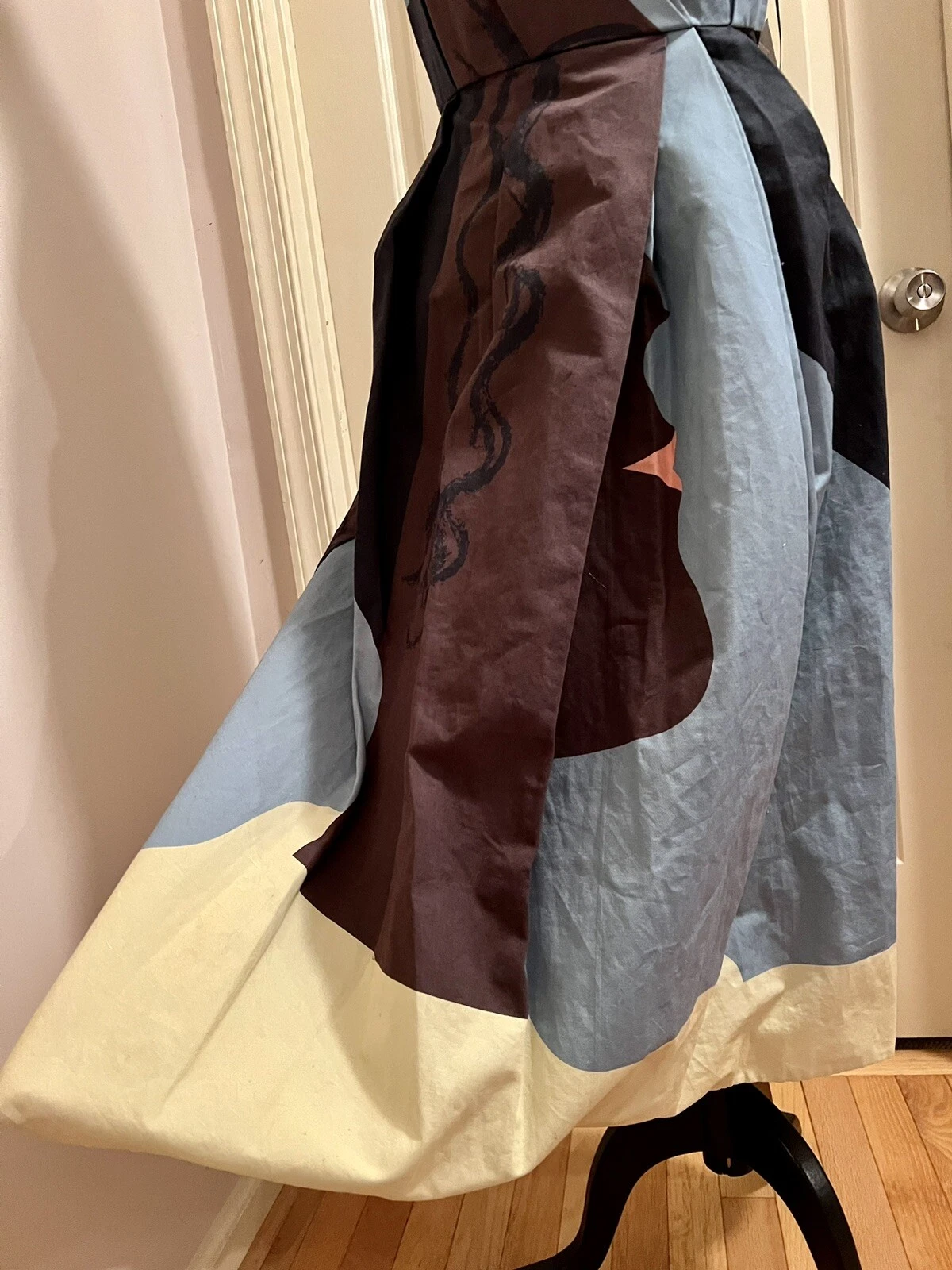 Abito ACNE STUDIOS XS 36 Callas blu testa una spalla drappeggiato stampato $950