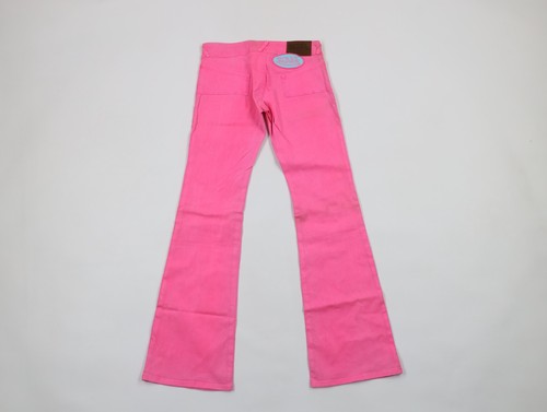 NOS Vtg Y2K Von Dutch Womens 27 Spell Out Wide Leg Flared Stretch Jeans Pink USA - Picture 8 of 11