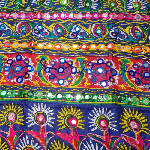 Cotton Lawn Ethnic Mirror Embroidery Suzani Rangoli Boho Banjara Fabric 44" - Picture 24 of 51