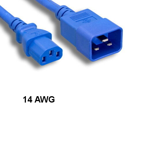 KNTK Blue 4' AC Power Cable IEC-60320 C13 to C20 14AWG 15A SJT UL Network Server - Picture 1 of 1