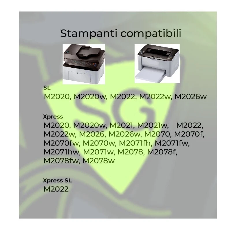 Cartuccia Toner Nero Compatibile per Samsung Xpress M2020 M2022 M2070  SL-M2070  - Immagine 2 di 4