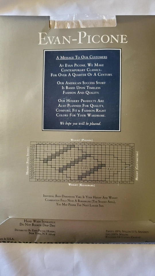 Pantimedias largas transparentes vintage Evan-Picone Business nuevas #187 vainilla Foto 2 de 2