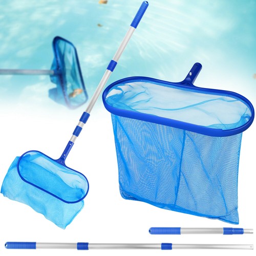 Swimming Pool Leaf Skimmer with Telescopic Pole Fine Mesh Net Rake Tub Spa Pond - Picture 3 of 34