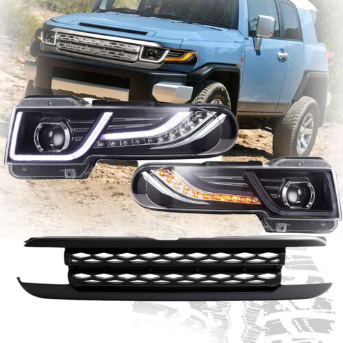 LED Headlights For 2007-2014 2011 Toyota FJ Cruiser With Black Grille Projector - Picture 1 of 12