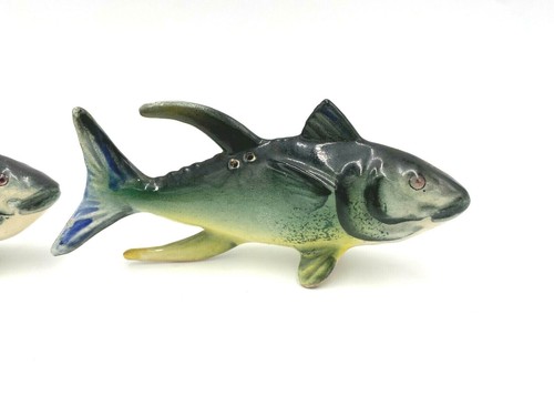 VINTAGE FISH SHARK TROUT GOLDFISH SALT & PEPPER SHAKERS GREEN YELLOW BLUE TEAL - 第 3/23 張圖片