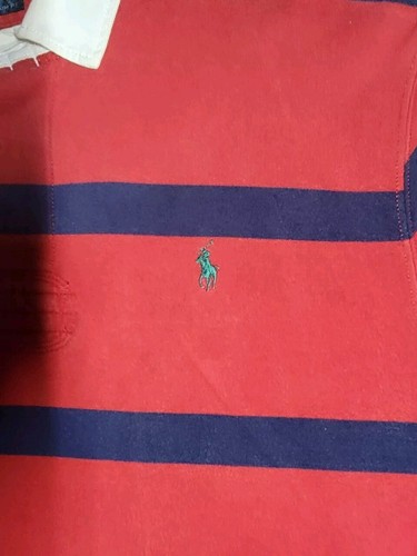 VTG Polo Ralph Lauren Rugby Shirt XXL Long Sleeves Red Blue Stripes Classic Fit - Picture 6 of 14