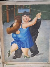 DIPINTO A MANO - FERNANDO BOTERO - OLIO SU TELA FALSO D'AUTORE 50X60 CM CANVAS
