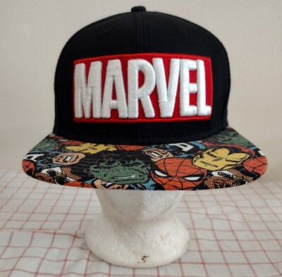 Marvel Universe Avengers Cap Hat Black Flat Bill Snapback Adjustable RN#115665