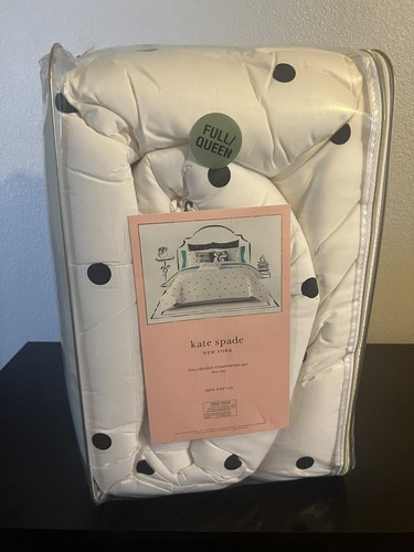 3-Pc Kate Spade Deco Dot Full-Queen Comforter Set Shabby Chic Polka Dot White - Picture 3 of 5