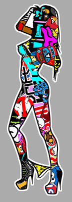 PINUP BOMB JDM DRIFT RACING RENNSPORT AUTO MOTORRAD AUFKLEBER STICKER 12cm PC100