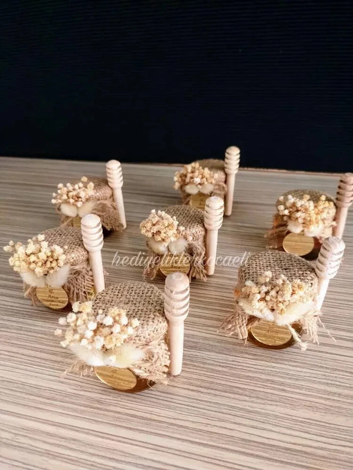 20 PIEZAS Tarro de miel, favor de boda, regalo de boda de lujo, tarro de miel regalo Foto 4 de 4