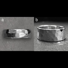 925 Sterling Solid Silver Hammered Ring-Band Ring-Highly Polished-5 mm/7 mm