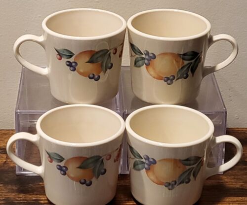 Set of 4 Vintage Corelle Abundance Coffee Cups Flat Bottom Mugs